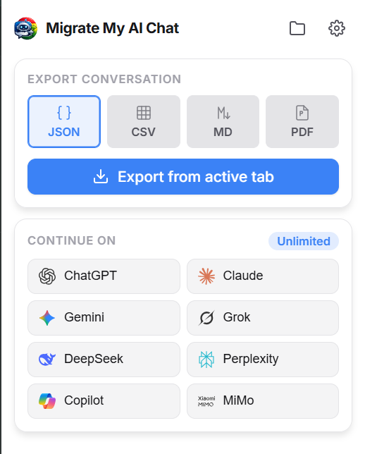 Extension UI formats